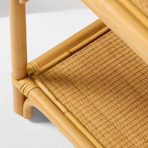 Modern Natural Rattan Shoe <b>Bench</b> with Storage Shelf Handmade Wooden Frame <b>Entryway</b> <b>Bench</b> Woven Cane Seating Rack for Hallway - Product Image 5