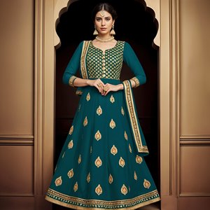 Traje Anarkali Salwar de viscosa transpirable para mujer, elegancia tradicional para cada ocasión - Product Image 3