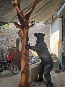 Escultura de Oso de Fibra de Vidrio con Figura de Árbol, Arte Decorativo para Exteriores, Decoración Animal, Arte para el Retiro, Montaje en Suelo, Paquete de una Sola Pieza - Product Image 5