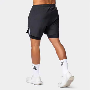 Men's High Street Double <b>Layer</b> Breathable Eco-Friendly Polyester/Mesh Fitness Gym Training Sports Shorts Quick Dry Workout - Product Image 1
