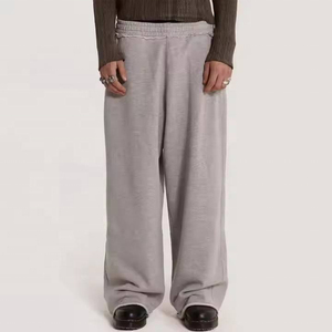PHANTOM IMPEX Joggers en molleton bouclette pour homme, coupe ample, noir, jambe large, taille élastique, coton, décontracté, respirant, poches latérales - Product Image 2