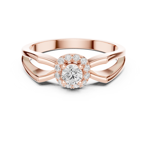 Rose Gold Lab Grown Diamond Engagement <b>Ring</b>, Oval Halo Design, <b>Split</b> Shank Band, Elegant Bridal Wedding Jewelry - Product Image 1