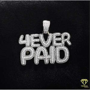Luxury "4Ever Paid " Pendant Moissanite Diamond Rapper Necklace Gold Plated Jewelry Gift - Product Image 3