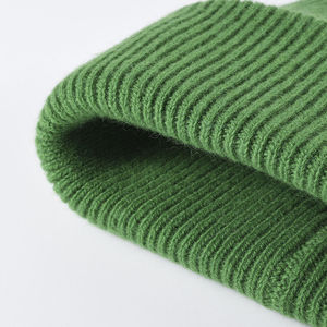 Green Knitted Beanie <b>Hat</b> Solid Color Unisex Winter Cap Casual Style 100% Acrylic Adult Size 56-58CM - Product Image 6