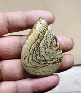 Lot de deux pierres précieuses en jaspe naturel, quartz, encerées et huilées pour la fabrication de bijoux - Product Image 2