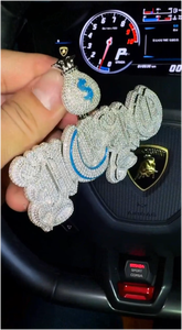 Colgante de letra de moissanita estilo hip hop, plata 925, cadena completamente cubierta de moissanitas, colgante de moissanita personalizado con nombre para hombres y mujeres - Product Image 3