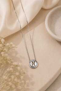 Collier minimaliste en argent 925 plaqué rhodium avec pendentif lettre en zircon, chaîne à maillons, unisexe, pour les fêtes et le quotidien - Product Image 2