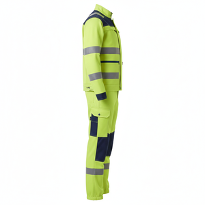Combinaison de travail de sécurité haute visibilité imperméable et réfléchissante pour hommes, logo personnalisé, fluorescente, durable, respirante, en polyester, industrielle - Product Image 5