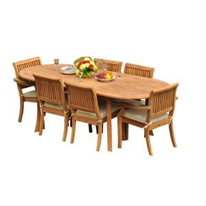 ชุดเฟอร์นิเจอร์สวนไม้สักรีไซเคิลคุณภาพสูง ทนทาน 7 ที่นั่ง สไตล์โมเดิร์นมินิมอล สำหรับรับประทานอาหารกลางแจ้ง เหมาะสำหรับวิลล่า อานาดา - Product Image 1