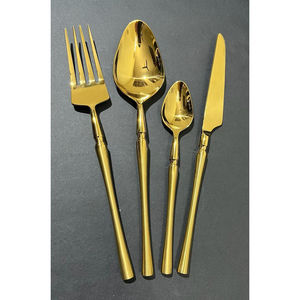 Juego de Cubiertos de Acero Inoxidable de Primera Calidad con Acabado Dorado, Estilo Lujoso, Juego de Cubiertos de Metal Forjado - Product Image 1