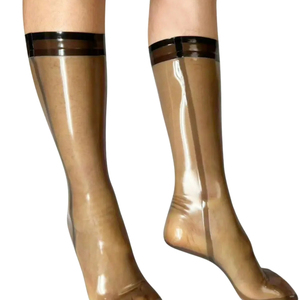 <b>Women's</b> Semi-Sheer Thigh <b>High</b> Pantyhose With Solid Color And Elastic Band Seamless Knitted Design For Daily Wear All Seasons - Product Image 5