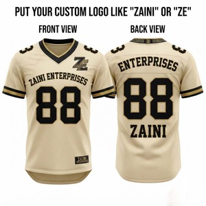 Jersey de Fútbol Americano Unisex Premium, 220g, Malla de Poliéster Transpirable, Logotipo Personalizado, Uniforme de Equipo Negro y Dorado, Cuello Mao - Product Image 1
