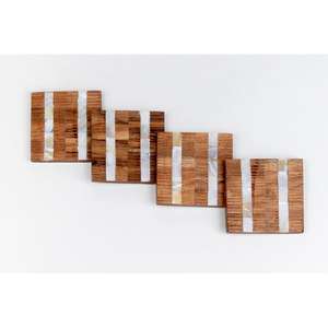 Fournitures pour restaurants et hôtels, sous-verres en bois, lot de 4, réutilisables, sans danger pour le contact alimentaire, sous-verres et sets de table uniques, plat à thé, support OEM - Product Image 1