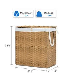 Artex HaiNam <b>Rectangular</b> Natural Water Hyacinth <b>Storage</b> <b>Basket</b> With Handles Rustic Multi-Purpose Organizer For Laundry <b>Storage</b> - Product Image 6