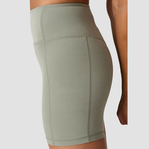 Vêtement de sport pour femme de haute qualité, vente en gros, dos en V, effet push-up fessier, compression, motif uni, poches latérales, coupe ajustée, extensible, tricoté - Product Image 3