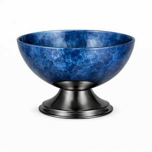 Bol élégant en marbre bleu et blanc avec base noire en résine, bol décoratif pour la décoration moderne de la maison et du bureau, prix de gros - Product Image 5