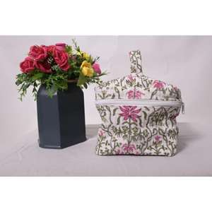 Bolsa de Maquillaje Portátil Grande con Cierre, Acolchada, de Algodón con Diseño Floral Boho, Bolsa de Viaje para Cosméticos, Organizador, Regalo para Ella - Product Image 4