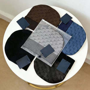 Top New High Quality 100% Wool Jacquard Winter Hat Embroidered logo Designer Checkered Hat Knitted Beanie Hat - Product Image 3