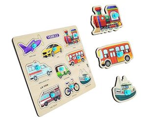 Puzzles en bois Lefan, puzzle de transport en bois pour enfants, puzzle éducatif de correspondance de véhicules, couleurs vives, jouet inspiré de Montessori - Product Image 5