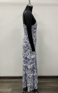 Robe midi à bretelles spaghetti à imprimé floral avec volants, robe tissée décontractée d'été - Product Image 3