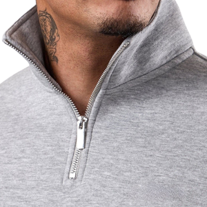 Mens Light Grey Quarter <b>Zip</b> Tracksuit Casual Athletic Gymwear Pullover and <b>Jogger</b> Set Winter Sportswear Street Fashion Outfit - Product Image 4