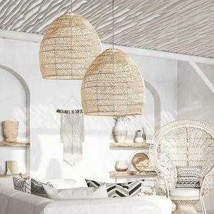 Abat-jour en rotin tissé naturel, luminaire suspendu fait main, vente en gros, éclairage de plafond personnalisé, décoration intérieure - Product Image 1