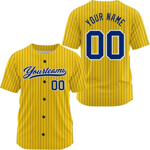 Camiseta de Béisbol Personalizada, 100% Poliéster Transpirable, Unisex, Cuello Alto, Cierre de Botones, Manga Corta, Uniforme de Equipo con Nombre y Número - Product Image 1