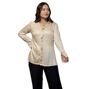 Chemise en coton Giza beige de qualité supérieure pour femmes, élégante, pour le travail ou les occasions décontractées, vente en gros OEM pour femmes - Product Image 1