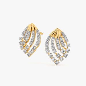 Boucles d'oreilles en forme de feuille avec grappe de diamants - Product Image 2