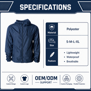 New Design Reflective Hooded Sporty Breathable Winter <b>Pullover</b> Windbreaker Polyester 220g Custom Wholesale Cheap <b>Men</b> <b>Jacket</b> - Product Image 3