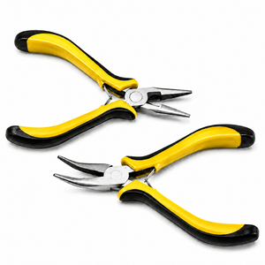 MANAN INSTRUMENTS Precision Needle Nose Pliers Stainless Steel Rectangle Tapered Tip for Jewelry Setting Yellow Black Handle - Product Image 3