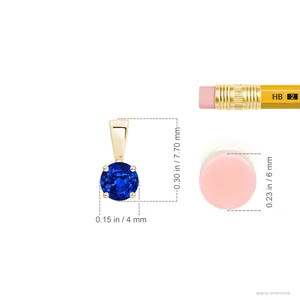 จี้เพชรพลอยไพลินสีน้ำเงินทรงกลมแบบฝังหนามเตย ทองคำแท้ 14K 18K รับรองโดย IGI ของขวัญวันครบรอบแต่งงานสำหรับผู้หญิง - Product Image 5