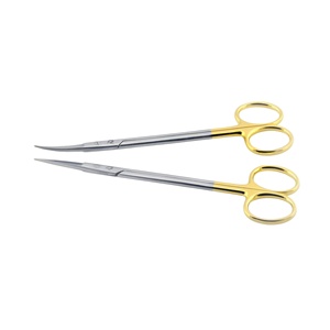 Tijeras Quirúrgicas Kelly de 16 cm, Rectas y Curvas, de Acero Inoxidable con Inserciones de Carburo de Tungsteno, Puntas Afiladas, Mango Dorado con Acabado Pasivado - Product Image 6