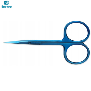 Ciseaux à cuticules professionnels en titane bleu légers et durables, ciseaux à manucure incurvés en acier inoxydable avec poignées en acier - Product Image 4