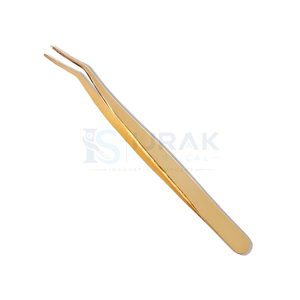Pince à cils Ijrak en acier inoxydable plaqué or chirurgical, 10 mm, pointe lisse, outil de précision pour extension de cils - Product Image 1