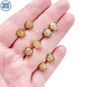 Pendientes de Plata 925 con Piedra Solar Hexagonal de 8mm y Engaste de Bisel |   Pendientes Minimalistas con Piedras Preciosas para Mujer - Product Image 1