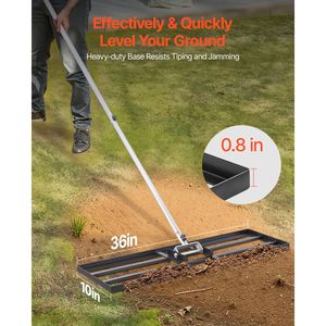 Livellatore per Prato con Manico da 83,9 cm, Piastra di Terra 36x10, Resistente alla Ruggine, in Acciaio al Carbonio, 3 Altezze Regolabili - Product Image 2