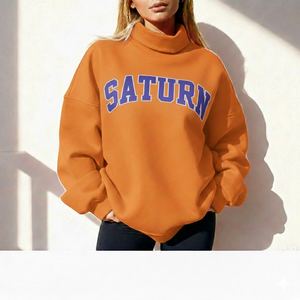 Sweat-shirt à col montant pour femme, style streetwear, en coton doux, chaud et décontracté - Product Image 1