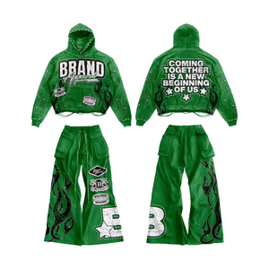 Custom Unisex Embroidery printing Oversized Hoodie & Sweatpants Set Casual 100% Cotton Fabric Long Sleeve Hoodie - Product Image 3