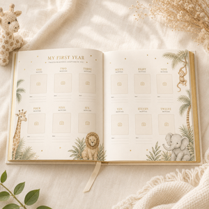 LABON <span class=keywords><strong>Livre</strong></span> de souvenirs <span class=keywords><strong>personnalisé</strong></span> pour bébé, Journal de ma première année, Thème Safari, Album de scrapbooking de luxe à couverture rigide <span class=keywords><strong>avec</strong></span> dorure à chaud, Cadeau en gros - Product Image 3