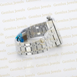 Haute qualité en acier inoxydable Date automatique visage blanc D VVS Moissanite diamant mouvement automatique montre pour hommes - Product Image 4