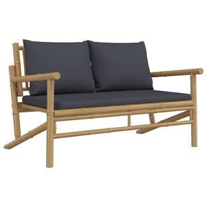 Conjunto de Muebles de Jardín Gris Oscuro con Material de Bambú Natural y Poliéster - Product Image 4