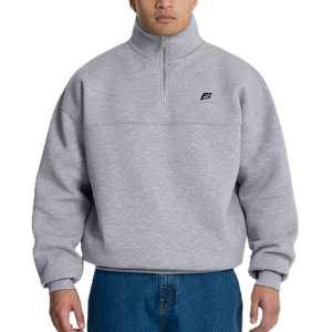 Sweat-shirts à col zippé pour hommes, logo personnalisé, 100% coton, molleton 400 GSM, coupe ample, épaules tombantes, vente en gros - Product Image 1