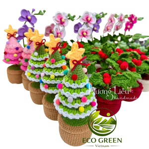 Handmade Crochet Christmas Centerpiece Potted <b>Tree</b> Snowman Santa Holiday Decoration for Home Shop Hotel Event Wholesale Bulk - Product Image 4