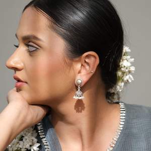 Meera Jaipur Vintage <b>Fine</b> <b>Hoop</b> Silver <b>Earrings</b> for Women - Product Image 2
