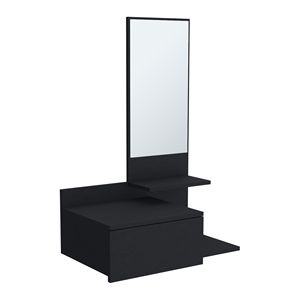 Vienna 23.6\" Wide 3-Tier Floating Mirror <b>Console</b> <b>Table</b> with Full Extension Drawer <b>Black</b>-Premium Product - Product Image 4