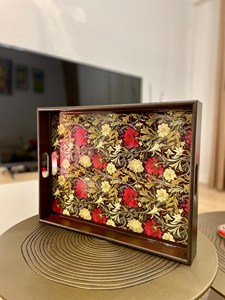 Luxury Durable Eco-Friendly Polished Solid Wooden Handcrafted Rectangle <b>Serving</b> <b>Tray</b> <b>Handles</b> Coffee Table Party Wedding Birthday - Product Image 1
