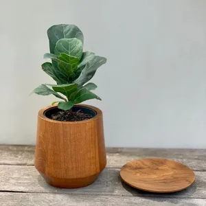 Jardinière artisanale en teck avec plateau de drainage pour plantes et fleurs de jardin, écologique, biodégradable, vente en gros du Vietnam - Product Image 2