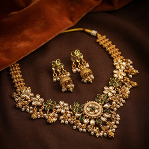 Artificial Gold Plated Ethnic Kundan Choker Necklace Earrings Ring Jewellery Set for Women Anniversary Wear - Product Image 4