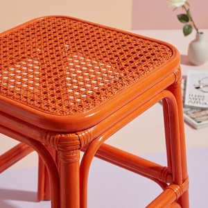 Handwoven Scandinavian Linen Upholstered Rattan Dining Chair Elegant Outdoor Wicker Armchair High Back Accent Waterproof - Product Image 6